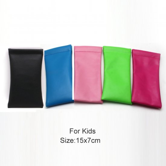 Kids PU Leather Eyewear Case 6 Dark Colors Mixed S-CS-PU-6CK