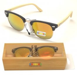 Bamboo Arm Polycarbonate Lens Sunglasses Golden Mirror Bamboo Arm Polycarbonate Lens Sunglasses Golden Mirror