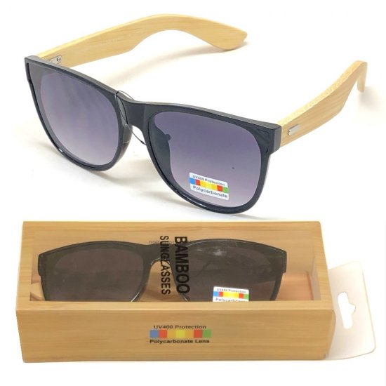 Bamboo Arm Polycarbonate Lens Sunglasses Gradually Grey