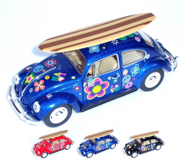 1:24 1967 Volkswagen Classic Beetle with Printing and Surfboard KT7002DFS1