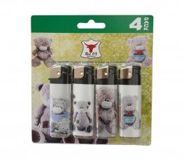 Teddy Pack of 4 Electronic Gas Refillable Lighters RF-834-Teddy-PK4 Teddy Pack of 4 Electronic Gas Refillable Lighters RF-834-Teddy-PK4