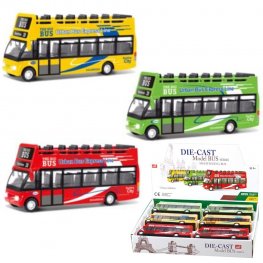 6" Diecast Models 1:36 Sightseeing Double Decker Bus (3 Assot.) MLQ2498D-6 6" Diecast Models 1:36 Sightseeing Double Decker Bus (3 Assot.) MLQ2498D-6