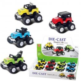 3.5" Diecast Models 1:64 Big Wheel Jeep (4 Assorted) MLQ2564D-12 3.5" Diecast Models 1:64 Big Wheel Jeep (4 Assorted) MLQ2564D-12