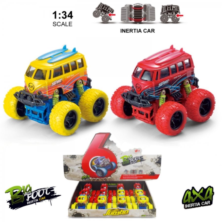 5\" 1:34 Diecast Big Wheel VW Bus (3 Assorted, Pull Back Action) MY2591D-12