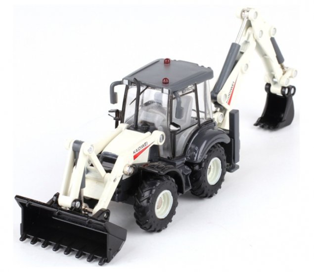 White Backhoe Loade 1:50 Heavy Die cast Model KDW625004W