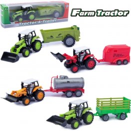 10" Diecast Tractor & Digger with Trailer, 4 Style Mixed Window Box WGT2451-1 10" Diecast Tractor & Digger with Trailer, 4 Style Mixed Window Box WGT2451-1